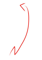 手書き風の赤いカーブした矢印