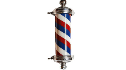 A classic barber shop pole sign on transparent background