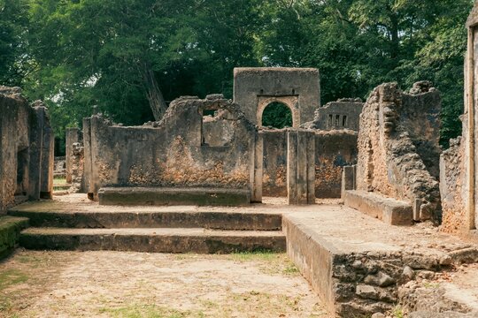 Scenic view of ruins at Gedi Ruins in Gede Town in Malindi Town, Kilifi County, Kenya 