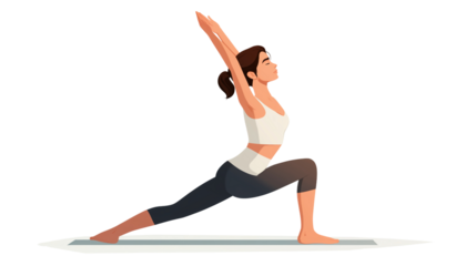 Woman practicing yoga in a warrior pose at home during a sunny day Generative AI