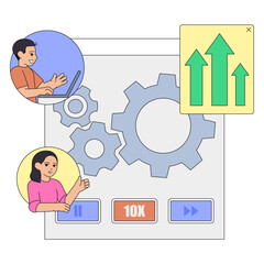 Colleagues managing automated system, Workflow automation for team efficiency