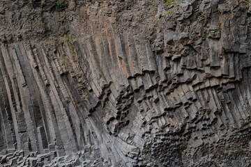 basalt rock formation of canyon Studlagil  in Iceland