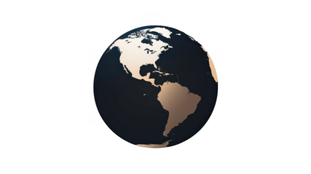 Earth globe with continents view on transparent background - Powered by Adobe