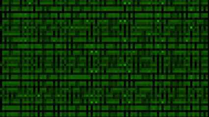 Abstract mosaic dark green and black colors from old computer monitor for background. 16:9 format.