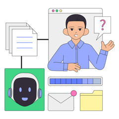 Virtual assistant helping with document handling, Conversational AI in help desk interface
