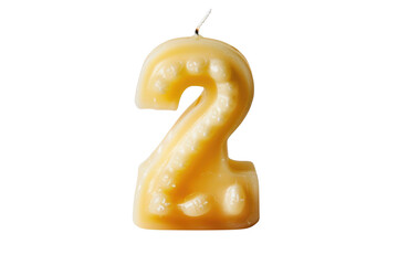 A number two birthday candle on transparent background
