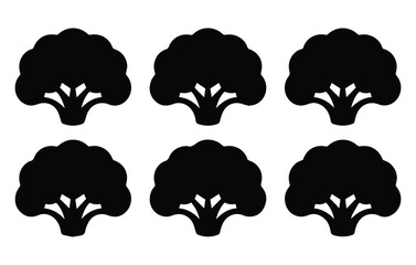 Broccoli Silhouettes Vector Icons Set