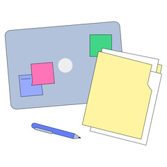 Workspace with laptop and document folder, Task organization and productivity