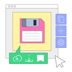 Clicking save or download button, User interface for online file storage