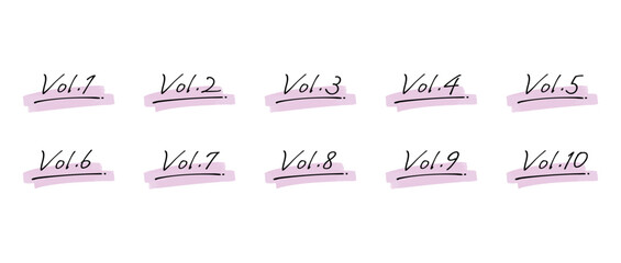 手書きの数字あしらいセット　ボリューム/Vol.　水彩風塗り(グローバルカラーで色変更可能)