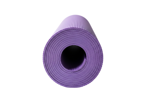 Close up macro view of textured purple object with a central hole isolated on transparent background