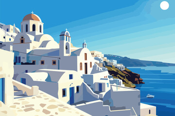 Santorinis Caldera Overlooking the Aegean Sea