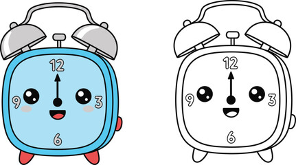Cute Cartoon Alarm Clock - Adorable Timepiece Character for Schedules and Morning Themes