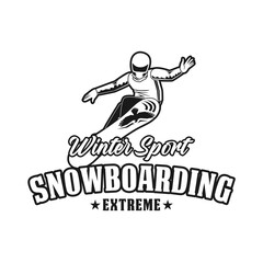 Snowboarding extreme winter sport vector design black and white