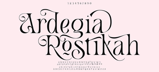 Elegant font alphabet logo. Typography Beauty fashion luxury classic letters serif fonts decorative wedding vintage retro logos. vector illustration