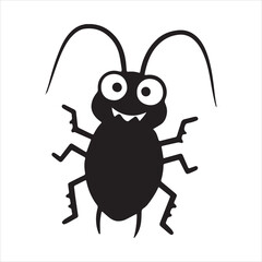 Silhouette Cartoon cockroach isolated insect creepy pest vector Illustrator