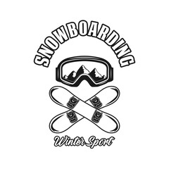 Snowboarding extreme winter sport vector design black and white