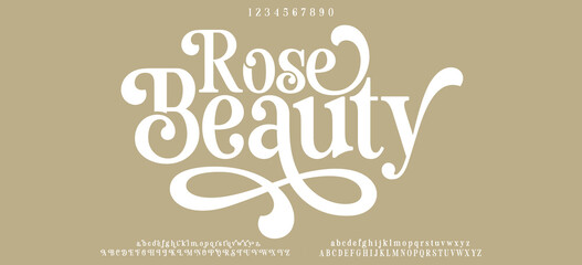Elegant ligature alphabet letters font logo. Typography luxury classic lettering serif fonts decorative wedding vintage retro logos, design for fashion,beauty shop and brand . vector illustration