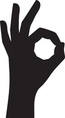 Black hand gesture ok sign vector