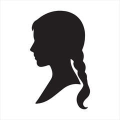 Vector Illustrator of a young woman's head with a braid Silhouette