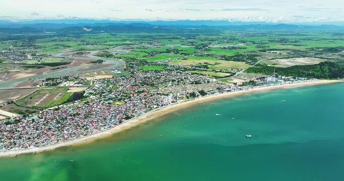 Aerial view of beautiful scenery at Thien Cam Beach - Cam Xuyen District, Ha Tinh Province, Vietnam