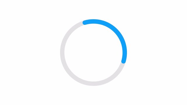Loading spinning, load wheel animation. Download waiting. Blue circle isolated on a white background. 4k motion graphics 