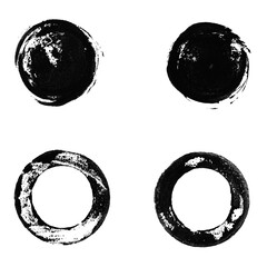 4 schwarze Kreise - Stempel oder Pinsel Farbe