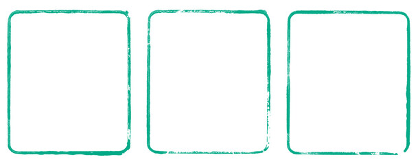 3 abgerundete Rechtecke als grunge Rahmen in grün