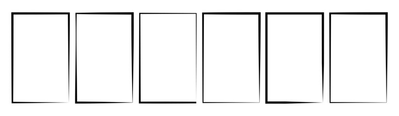 Square design elements from ink brush strokes. . Grunge frames for photo collage, stories and social network media.  abstract frame set. Ink brush strokes mess.