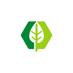 Geometric Leaf: Modern Symbol of Environmental Harmony, Encapsulating Sustainability and Representing the Union of Nature and Innovation within a Polygon, Creating a Clean Ecological Statement