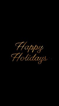 Happy Holidays Golden Script Typography Animation on Transparent Background and Green Screen. Alpha Channel Included.