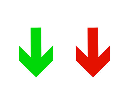 green arrow and red arrow vector on white background. in and exit icons