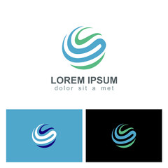 Striking Emblem Design: Dynamic Aquatic Global Sphere Symbolizing Innovation, Progress and Connectivity Across the Ocean Surface, with Modern Palette and Dual Backgrounds