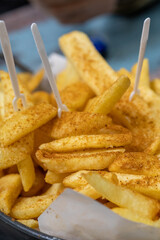Close-Up of Specially Served Spicy Jumbo French Fries
