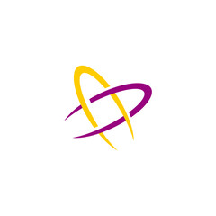 Intertwined Paths: A Modern Emblem of Interconnectivity and Dynamic Synergy, Featuring Abstract Arcs in Harmonious Violet and Gold for Versatile Visual Communication