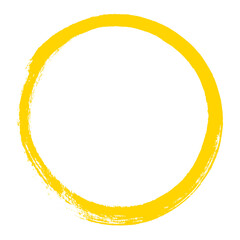 Gelber Kreis unordentlich gemalt mit einem Pinsel