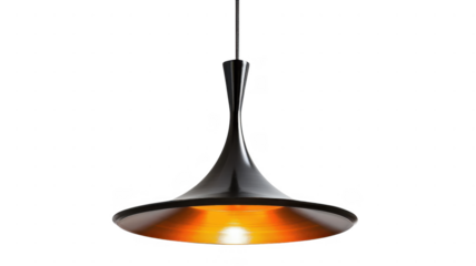A modern hanging light fixture on transparent background