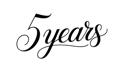 5 Years Celebration Black Calligraphy Typography Design