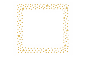Golden stars and glowing dots forming a decorative rectangular border frame on transparent background