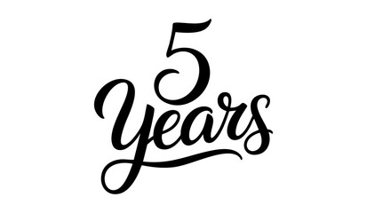 5 Years Celebration Black Calligraphy Typography Design