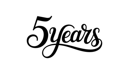 5 Years Celebration Black Calligraphy Typography Design