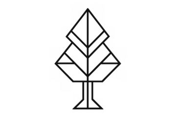 Abstract geometric tree outline logo creating a modern nature symbol on transparent background