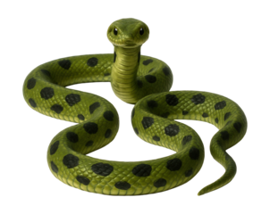 Olive green snake with black oval spots along its body.
