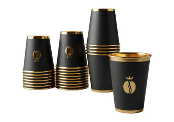 Elegant Black and Gold Disposable Coffee Cups