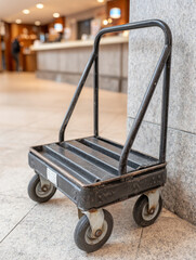 Empty trolley in a modern indoor commercial space
