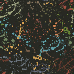 Paint splashes, pastel colors on a dark background. seamless pattern for design, decoration
