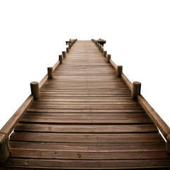 Obraz premium Wooden dock pier isolated on transparent or white background.