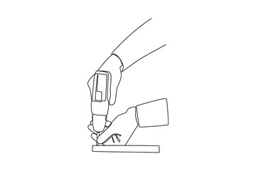 Simple continuous line draw of consultant drilling activity. Simple line, creativity, vector.