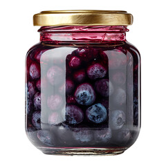 Jam blueberry jar, isolated on white background, realistic, studio lighting, centered, no shadow, transparent background