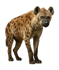 Obraz premium Hyena with a sloped back and spotted fur, positioned with its head turned.